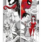 Text: "KONVERGENZ", "Eddie Brock...?", "Eddie, bist du das?", "Mindy?", "Mein Gott, du bist es!", "Wow! Sieht toll aus". 

Zwei geteilte Szenen: Links Frau begrüßt Mann, rechts Mann mit Frau in rotem Kleid.