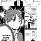 Illustration mit einem verwirrten Jungen und mehreren Dialogen auf Deutsch in einem Raum.