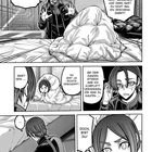 Comic-Stil: Ein Mann entschuldigt sich. Eine Person im Bett sagt, er habe kein Geschenk dabei. Dialog über Vergessenheit.