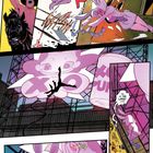 Texte: "YEE-HAH!", "WEEEESH", "RIIIP", "SIE IST DA LANG! LOS!", "ZIEL ERFASST". Eine bunte Comic-Illustration mit dynamischen Szenen, eine Figur in einem Hasenkostüm springt und klettert.