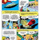 Comic-Strips erzählen von Supergirls Herkunft vom Planeten Krypton und ihrer Ankunft bei Superman auf der Erde.