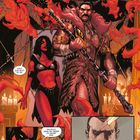 Sprechblasen: "Die Goblin-Sünden sind nun hier drin. Du bist frei, Kafka." "Fühlt sich nicht so an." "Vielleicht, wenn sie wieder zu Hause sind." Ein muskulöser Mann in Fellkleidung hält einen magischen Speer. Eine Frau in schwarzer Kleidung steht daneben, umgeben von roten Flammen und Kerzenlicht. Unten sieht man ein gerahmtes Foto eines Mannes mit gebrochenem Glas.