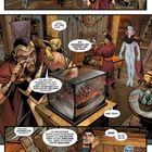 Comic-Art mit Figuren in einem Raum voller mystischer Gegenstände. Dialoge über magische Objekte und deren Bedeutung.