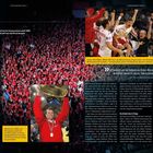 Internationaler Teams: Dänemark. Lillehammer 2008: Lars Christiansen jubelt mit EM-Trophäe. Text über dänischen Handballerfolg.