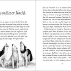 "In endloser Nacht" steht oben. Darunter heulen drei gezeichnete Hunde gen Himmel. Szenenbeschreibung folgt.