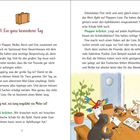 1: Ein ganz besonderer Tag. Zeig mal, wie lang ungefähr ein Meter ist! Der Papagei krächzt: „Wir brauchen noch...“

Auf dem rechten Bildteil sitzen Tiere um einen Tisch in einem hellen Raum und diskutieren.