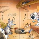 Texte: "Hast du vielleicht irgendwo noch eine Kleinigkeit..." und "RÄUSPER! HUST!", Illustration von Hunden und Katze.