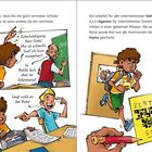 Texte: "Alle denken, dass Kai...", "Entschuldigung, Herr Göte!", "Zentrale Sofort". Kai täuscht vor, krank zu sein, um die Klasse zu verlassen.