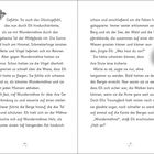 Zwei Vögel fliegen nach links, ein Schmetterling ist rechts. Text beschreibt ein Abenteuer mit einem Pferd namens Wundermähne.