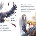 Ein Rabe fliegt zu Bastian und landet auf seiner Schulter. Ritter Hugo und Morbio bemerken nichts. Bastian spricht mit dem Raben.