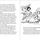 Text: "bereit zu machen, und stieß abwechselnd mit den Fäusten in die Luft wie ein Boxer." Illustration: Junge mit Vogel gefährdet Tiger.