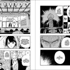 Illustration in Schwarz-Weiß mit Manga-Charakteren in verschiedenen Panels und Sprechblasen mit Text.
