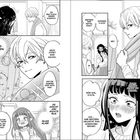 Manga-Illustration mit Dialogen über komisches Verhalten, Missverständnisse und Vampire. Zwei junge Personen interagieren.