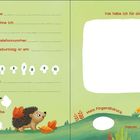 Links personenbezogene Felder; rechts großes leeres Feld. Illustration: Igel links, Hase rechts.