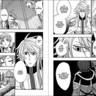 Mehrere Manga-Panels mit Dialogen zwischen verschiedenen Charakteren in mittelalterlicher Kleidung.