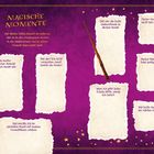 Texte: "Magische Momente", "Mein bester magischer Moment in diesem Monat war:", "Das darf ich nicht vergessen, sonst kommt ein Heuler!". Lila Hintergrund, Zauberstab, Sternendetails.