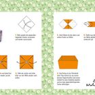 Text: „OSTERKÖRBCHEN“. Eine detaillierte Faltanleitung für ein Papierkörbchen mit einer Illustration von Ostereiern im Gras.