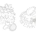 Links Text: "22", rechts: "23". Illustration aus Punkte-Malvorlagen mit nummerierten Punkten, die Figuren formen.