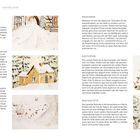"Schnee und Eis darstellen. Flächen Aussparen, Schatten Malen, Maskieren, Austupfen, Wachsstifte."  
Links Text, rechts vier kleine Illustrationen.