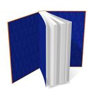 Ein offenes Buch mit blauem Einband, darauf stilisierte Umrisse von Personen. Keine weiteren Texte sichtbar.