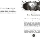 Zitat von Augustinus über die Zeit links. Rechts, Kapitel 1: "Der Nachtmann". Illustration von Menschen in einem dunklen Gang.