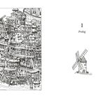 Links komplexe Stadtansicht, rechts steht "1 Prolog" mit Windmühlenillustration.