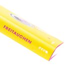 "FREITAUCHEN", gelber Buchrücken mit rosafarbenem Text. Vermerk "ecco" in Weiß.
