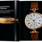 Text beschreibt eine “Louis Brandt & Frère Minute Repeater” Uhr von 1892. Bild zeigt die elegante Uhr mit goldenen Details.