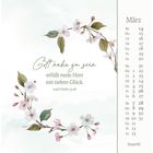 „Gott nahe zu sein erfüllt mein Herz mit tiefem Glück. nach Psalm 37,28“. Kalender für März. Mit zarten Blüten.