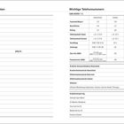 Texte: "Persönliche Daten", "Wichtige Telefonnummern". Listen: Angaben zu Name, Adresse, Telefonen; Notrufnummern für Länder.