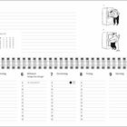 "JANUAR. Montag 4, Dienstag 5, Mittwoch 6 (Heilige Drei Könige*), Donnerstag 7, Freitag 8, Samstag 9, Sonntag 10."  
Oben rechts vier Zeichnungen einer Person, die in einen Safe klettert.