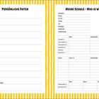 "Persönliche Daten" und "Meine Schule - Who is who?" in gelbem Rahmen. Tabellen mit Feldern für Kontaktinformationen.