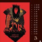 Kalendarium: Wochentage und Zahlen rechts. 
Oben eine rote Hand auf schwarzem Banner, darunter Burgen und Massen. 
Text: „And so it begins...“.