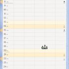 Kalenderblatt März: Tage von Mo bis Mi mit hellblauem Lama und Flaschenillustration. Feiertage markiert. Notizbereich unten.