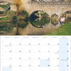 Kalender für März 2027. Daten: Internationaler Frauentag am 8., Frühlingsanfang am 20., Ostern am 29. Oben: Steinbrücke.