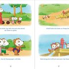 Auf einer Sommerwiese spielt Bobo mit Freunden an einer Wasserpumpe. Die Kinder sind fröhlich und es ist ein heißer Tag.