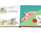 „Herzlichen Glückwunsch zum Geburtstag, Mama!“ Illustration mit Mäusen und Sparschwein.