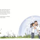 Text über ein Gespräch zwischen Tochter und Vater über einen "kleinen Funken". Illustration mit Vater und Tochter in einer Wiese.