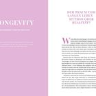 Links: "LONGEVITY - DIE WAHRHEIT HINTER DEM HYPE". Rechts: "DER TRAUM VOM LANGEN LEBEN – MYTHOS ODER REALITÄT?". Text über Unsterblichkeit.