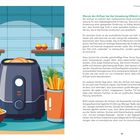 Oben rechts: "Diabetes-Ernährung im Alltag". Grün: "Warum der Airfryer bei der Umsetzung hilfreich ist". Illustration: Airfryer in Küche mit Gemüse.
