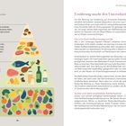 Linke Seite: Überschrift "Die Stoffwechsel-Pyramide" mit einer illustrierten Pyramide und Lebensmitteln. Rechte Seite: Text über Ernährung und Entzündungen.