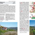 Text oben: „Von Dolní Zálezly zum Dubitzer Kirchlein“. Beschreibung einer Wanderung durch malerische Landschaften. 

Unten ein Foto mit blühendem Garten und Kirche im Hintergrund. Rechts eine Landschaftsansicht mit Kreuz.