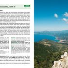 Monte Coccovello, 1505 m – Dolinen mit Meerblick, Wanderbeschreibung, Dauer 4.10 Std. Links Text über Geologie und Wanderwege, rechts Panorama mit Küste und Meer.