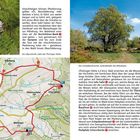 Texte: "Heidelstein" und "Thüringer Hütte, 4,3 km". Beschreibt Wandermarkierungen und Pfade. Links Karte, rechts Waldlandschaft.