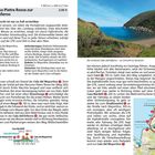 Text: "Am Percorso Pietre Rosse zur Cala dell'Inferno". Beschreibungen für eine Wanderroute. Foto zeigt eine Küstenlandschaft.
