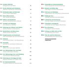 Seite 4–5: Eine Liste von Wanderrouten mit Titeln, kurzen Beschreibungen und Seitenzahlen in Deutsch.