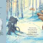 „Vieles im Leben musst du selbst ausprobieren“, sagte der Bär. Eine Illustration mit Bären im verschneiten Wald.