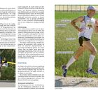 Texte beschreiben Laufformen wie "Läufer-Dreieck," "Rumpfspannung," "Hüftstreckung," "Parallelität der Extremitäten," "Kniehub."