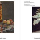 Links: "Claude Monet", Pfirsiche im Glas. Rechts: "Édouard Manet", Fliederstrauß.