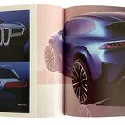 BMW Design. Neue Klasse. Illustration eines futuristischen Autos aus verschiedenen Winkeln.
